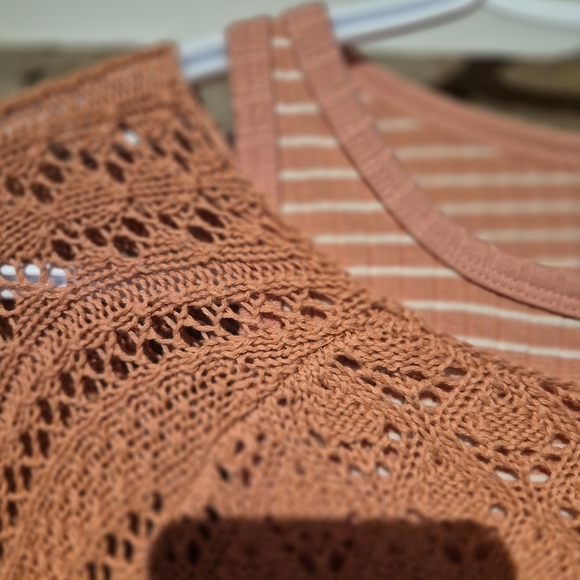 Women's Crochet Knit Top - Tan - Picture 2 of 6